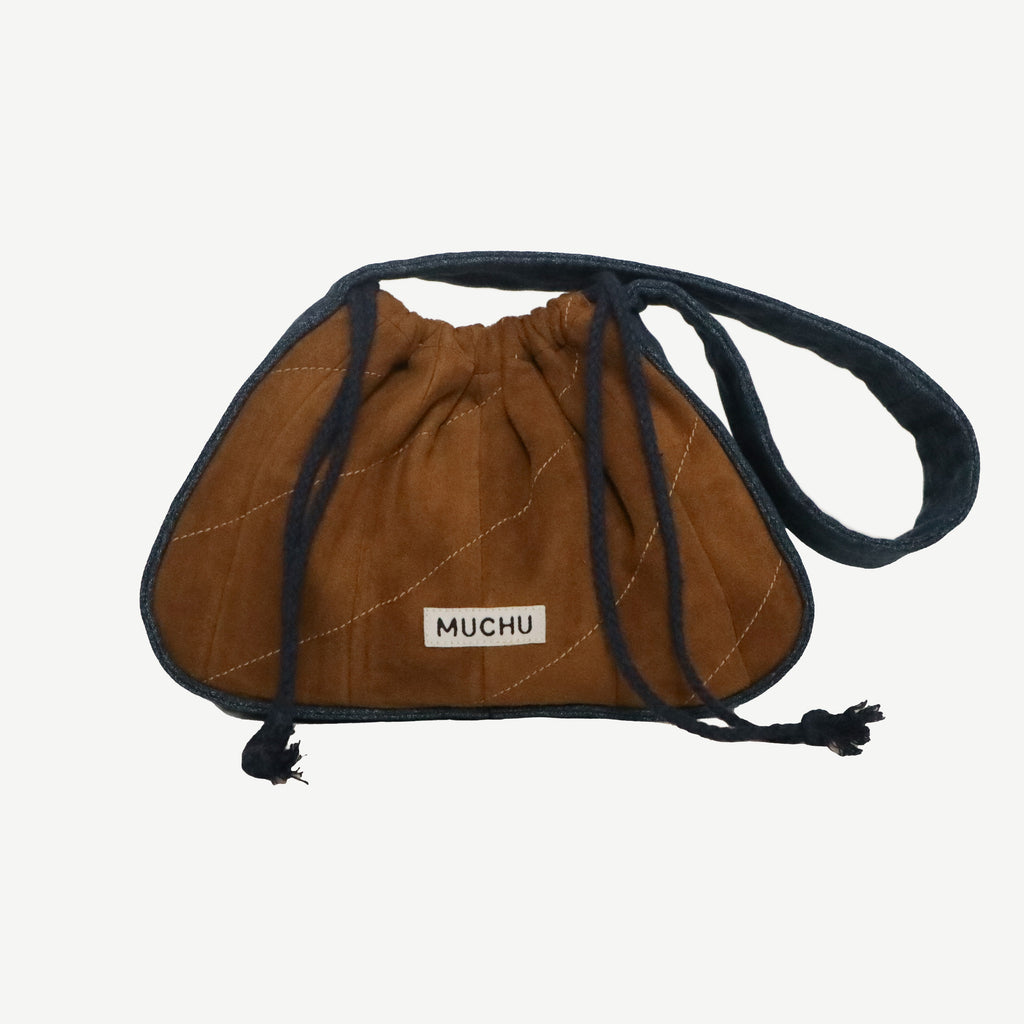Coin Bag - Quilted Coffee Suede