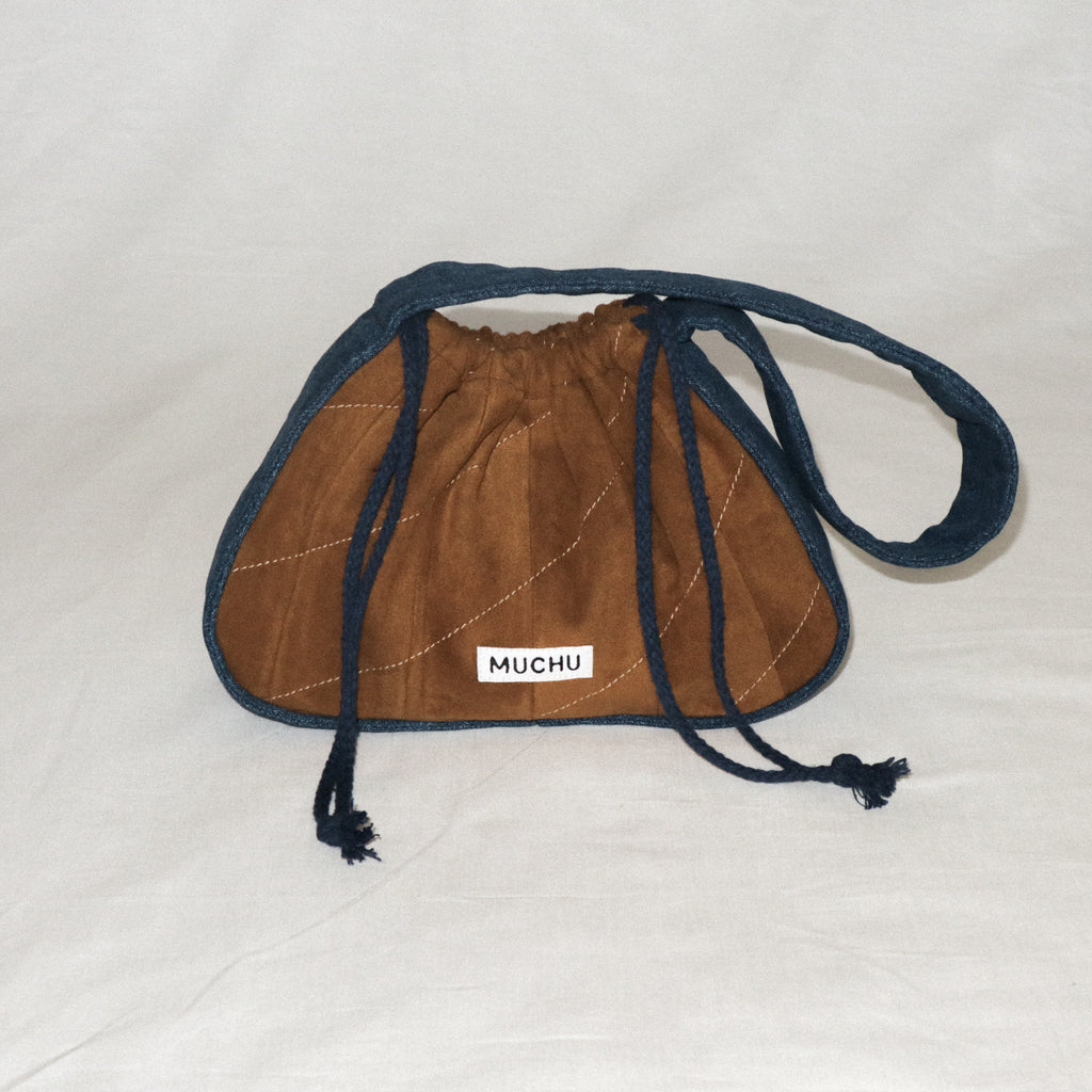 Coin Bag - Quilted Coffee Suede