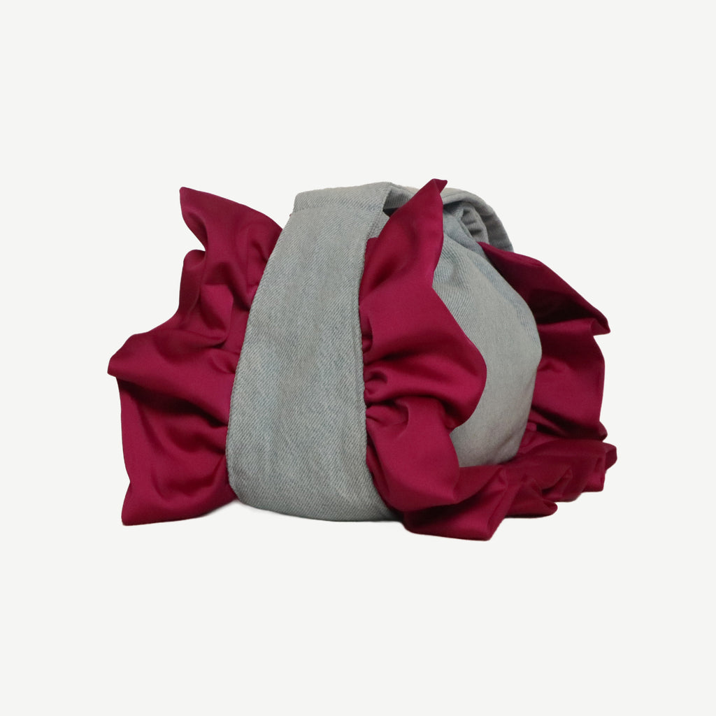 Coin Bag - Blue Denim & Pink Frills