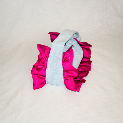 Coin Bag - Blue Denim & Pink Frills