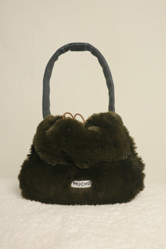 Coin Bag - Fur/Deep Olive Green