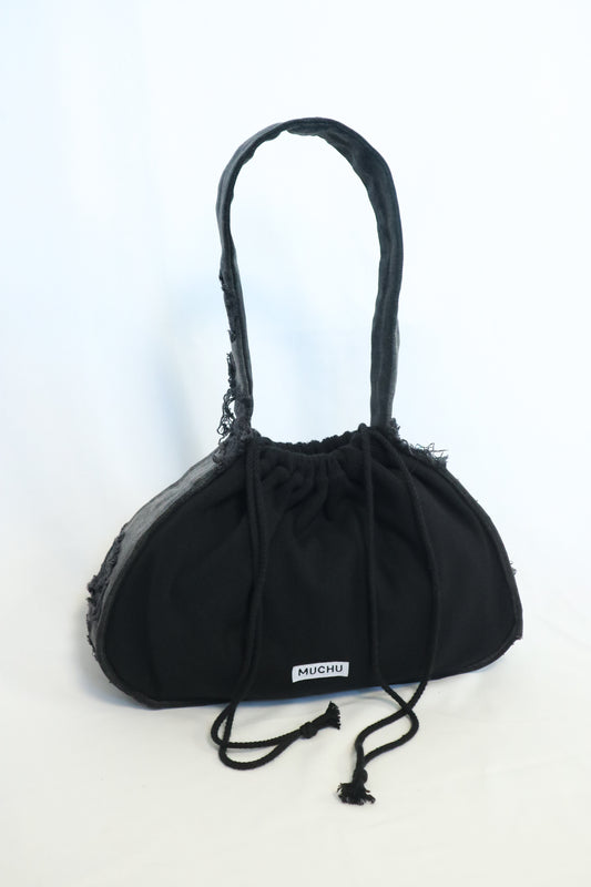 Large Coin Bag - Black Distressed